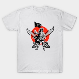 Flag of Pirates and Captain with Sword T-Shirt